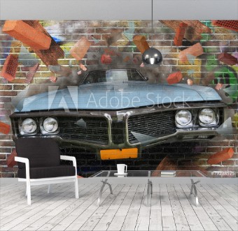 Picture of Background color of street graffiti on a brick wall